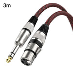 紅黑網狀 TRS 6.35mm 公頭轉卡農母頭麥克風 XLR 平衡線，長度：0.5米、1米、1.8米、3米、5米、8米、10米、12米、15米、20米、25米、30米