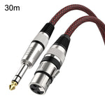 紅黑網狀 TRS 6.35mm 公頭轉卡農母頭麥克風 XLR 平衡線，長度：0.5米、1米、1.8米、3米、5米、8米、10米、12米、15米、20米、25米、30米