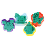 4 合 1 3D 嬰兒系列餅乾模 翻糖壓模工具，隨機顏色發貨，4 合 1 3D 嬰兒系列