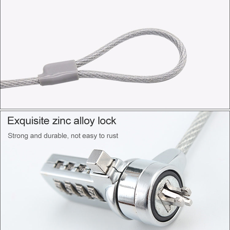 四位數電腦鎖筆記本通用防盜密碼鎖，直徑3.5毫米長度1.2米