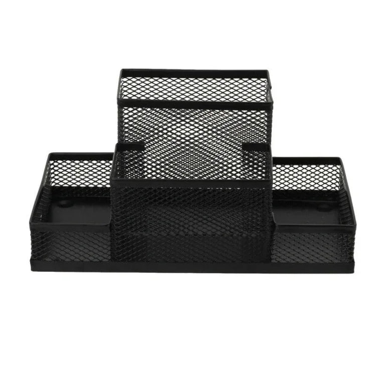 桌面收納架金屬網狀筆筒收納盒 家用收納整理，尺寸：15.5x10.2x10cm，桌面收納架