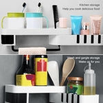 2件套浴室配件淋浴架無縫旋轉三腳架無縫固定收納架廚房三腳架