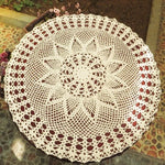 精緻手工鉤針花園森系棉蕾絲鏤空織圓桌布，直徑60cm