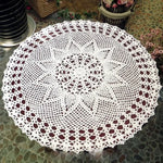 精緻手工鉤針花園森系棉蕾絲鏤空織圓桌布，直徑60cm
