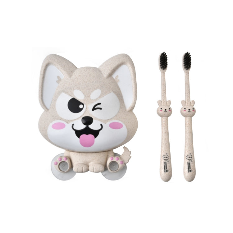 卡通狗吸盤牆面牙刷牙膏架，尺寸：16x14x5cm