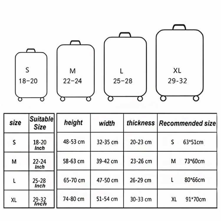 旅行行李套箱防塵防刮保護彈性套，S 尺寸 19 至 21 吋，M 尺寸 22 至 24 吋，L 尺寸 26 至 28 吋，XL 尺寸 29 至 32 吋