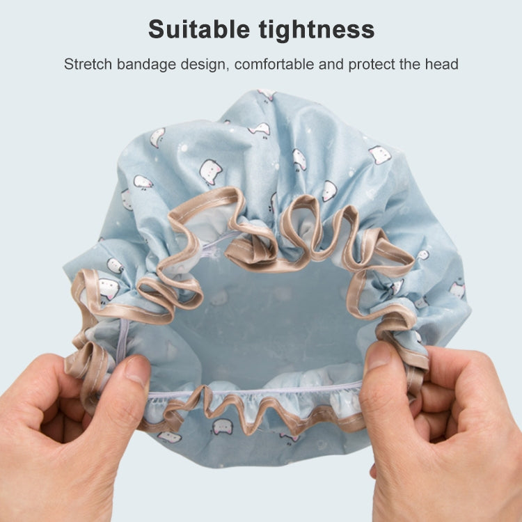 加厚防水浴帽雙層淋浴護髮帽女性用品，尺寸：28cm