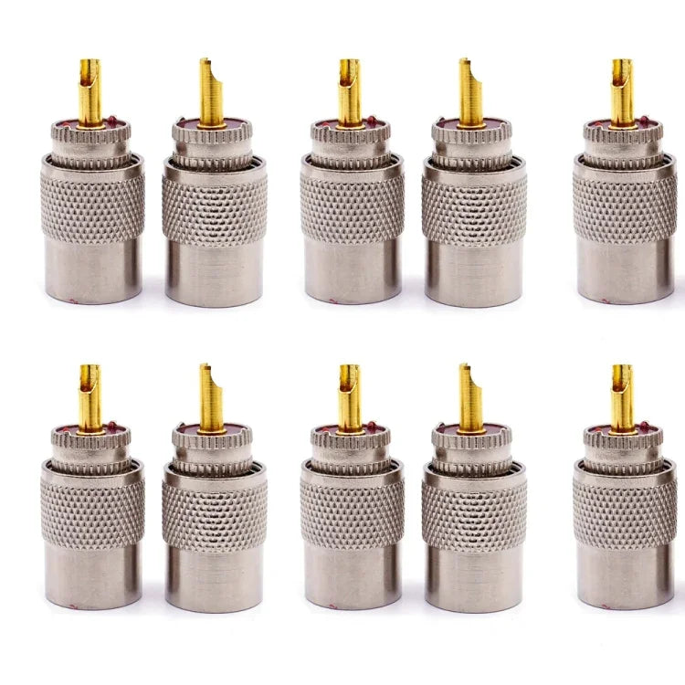 10 個 UHF 公頭 PL259 連接器 RG8 / RG58 電纜端子天線連接器，UHF 公頭