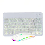 10 吋 RGB 彩色背光藍牙鍵盤與滑鼠組 適用手機／平板，黑色，白色