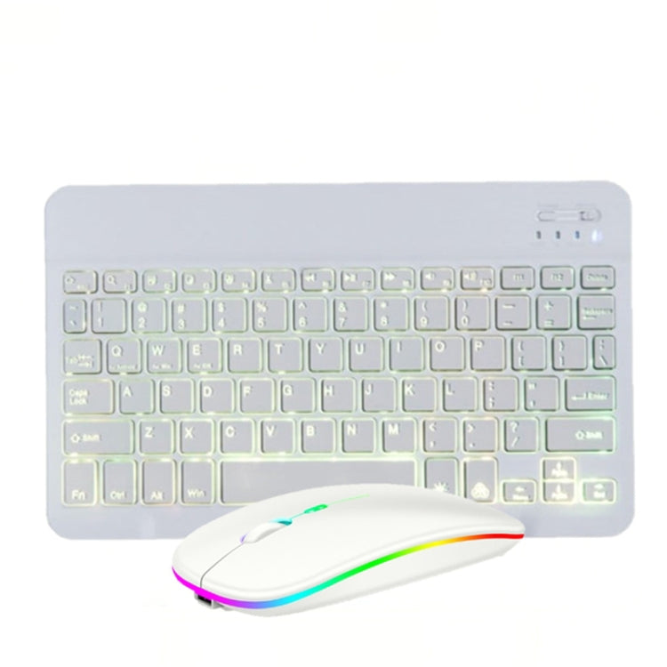10 吋 RGB 彩色背光藍牙鍵盤與滑鼠組 適用手機／平板，黑色，白色