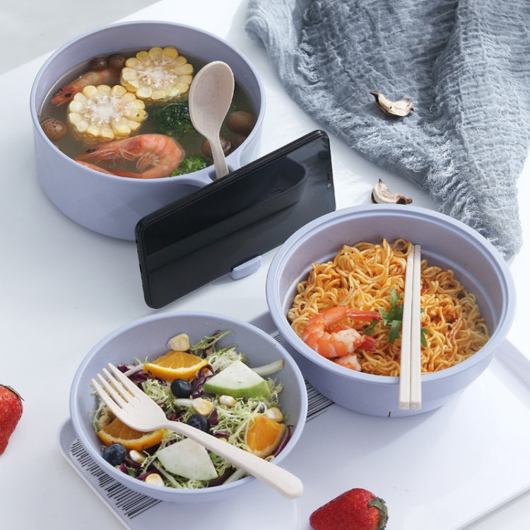 6合1學生方便麵碗竹纖維食堂餐具套裝，米色，黑色，粉色，藍色