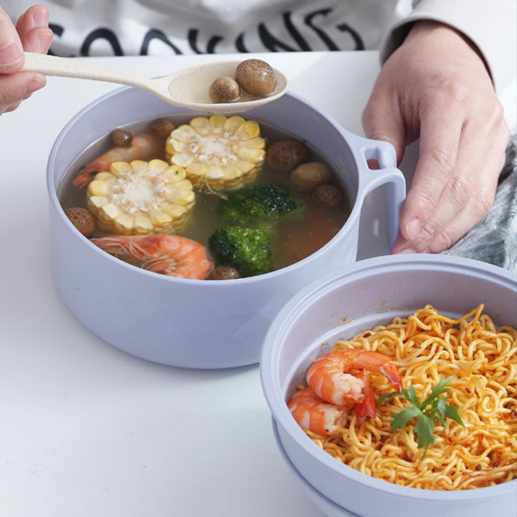 6合1學生方便麵碗竹纖維食堂餐具套裝，米色，黑色，粉色，藍色