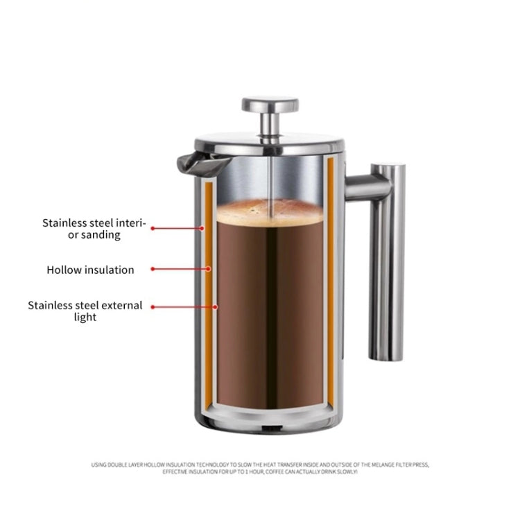 304不銹鋼法式壓力咖啡壺手工茶壺，350ml，800ml，1000ml