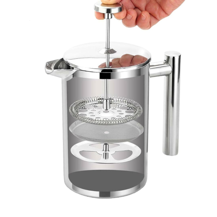 304不銹鋼法式壓力咖啡壺手工茶壺，350ml，800ml，1000ml
