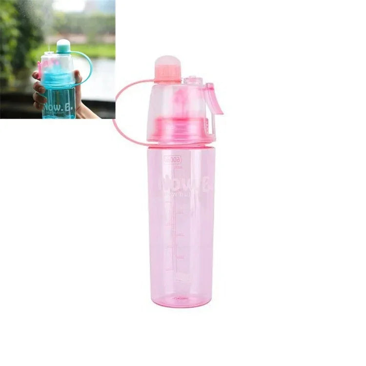 創意噴霧水瓶 運動水瓶 便攜帶蓋 夏季補水美妝塑料杯，600 ML，400 ML