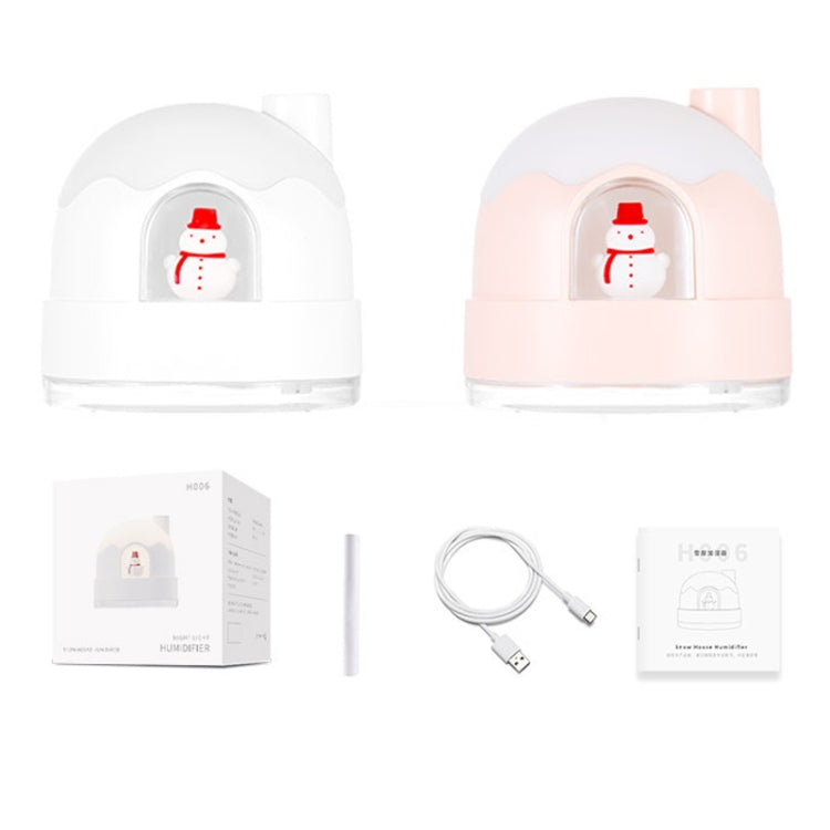 雪人加濕器夜燈USB靜音可愛桌面迷你霧化器空氣加濕器，ZAY-H006插電款，ZAY-H006充電款