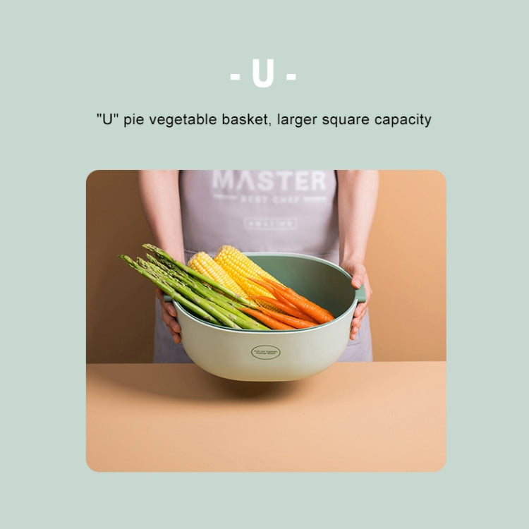 廚房米飯盆雙層蔬菜瀝水籃塑膠水果籃，U型淺綠，U型深紅，U型淺灰，O型淺綠，O型深紅
