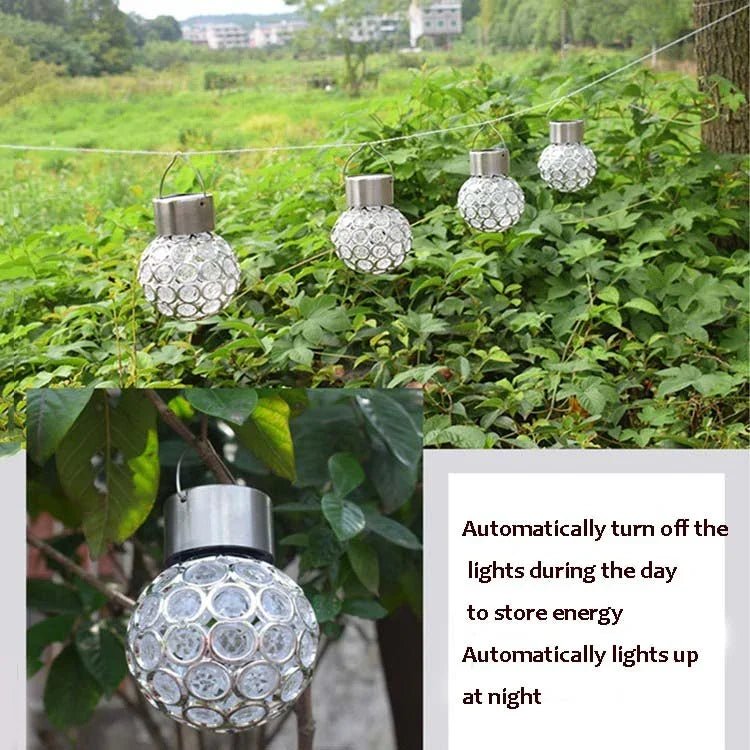2 個太陽能空心球吊燈 裝飾花園燈，2 個空心球白色，2 個空心球彩色