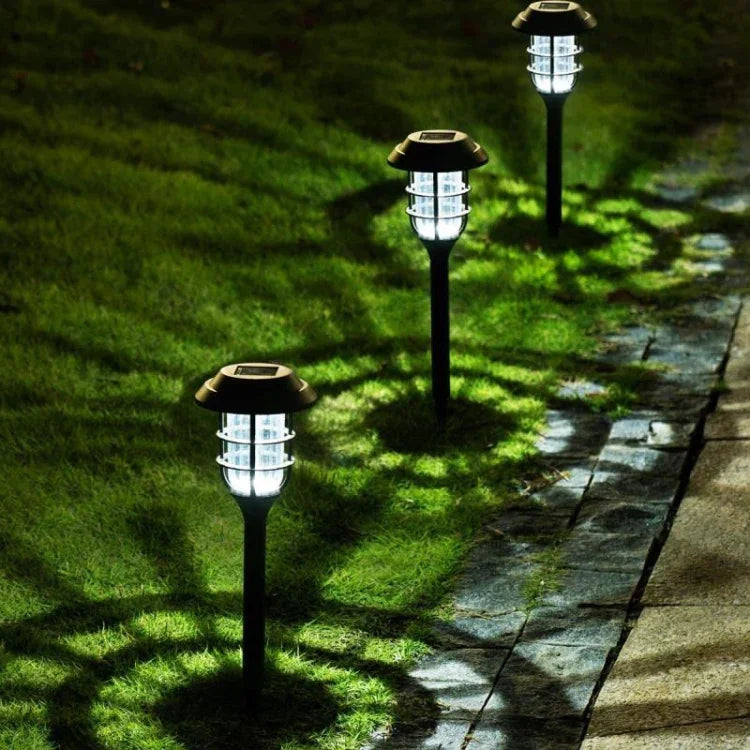 2 個太陽能條紋草坪燈 LED 戶外防水花園公園景觀燈
