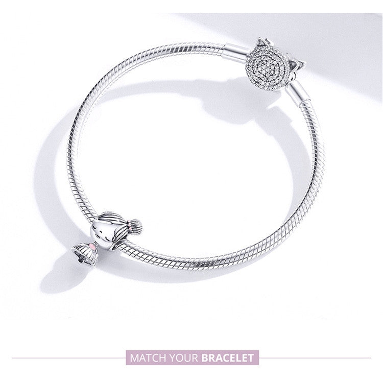 S925純銀小女孩串珠DIY手鍊配件