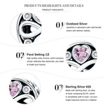 925純銀無限愛心粉紅水晶串珠吊飾手鍊珠寶，SCC240