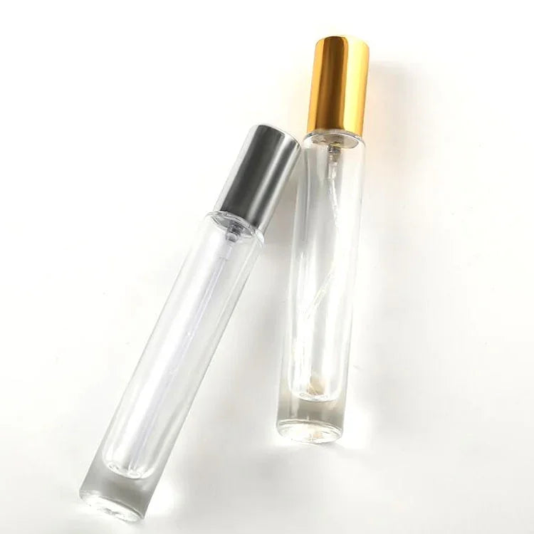 10個裝香水玻璃瓶透明玻璃噴霧空瓶便攜分裝旅行香水瓶，10ml