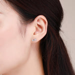 Sterling Silver Bright Star Style Diamond Earrings Female Earrings, SCE432