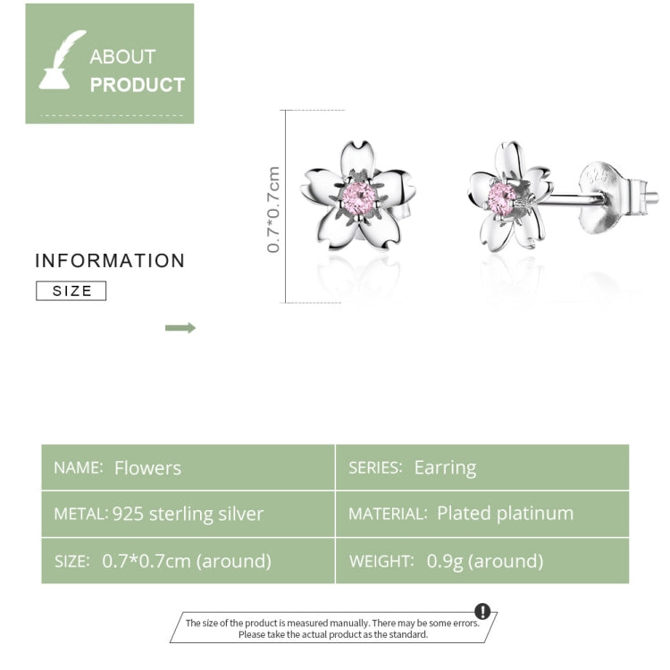 純銀花朵耳環 S925 氣質簡約鋯石耳環，SCE784