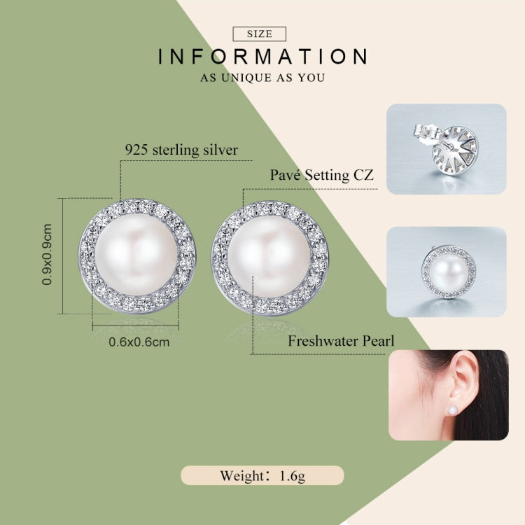 簡約珍珠鑽石女士氣質耳環 S925純銀耳環, SCE122