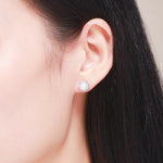 簡約珍珠鑽石女士氣質耳環 S925純銀耳環, SCE122