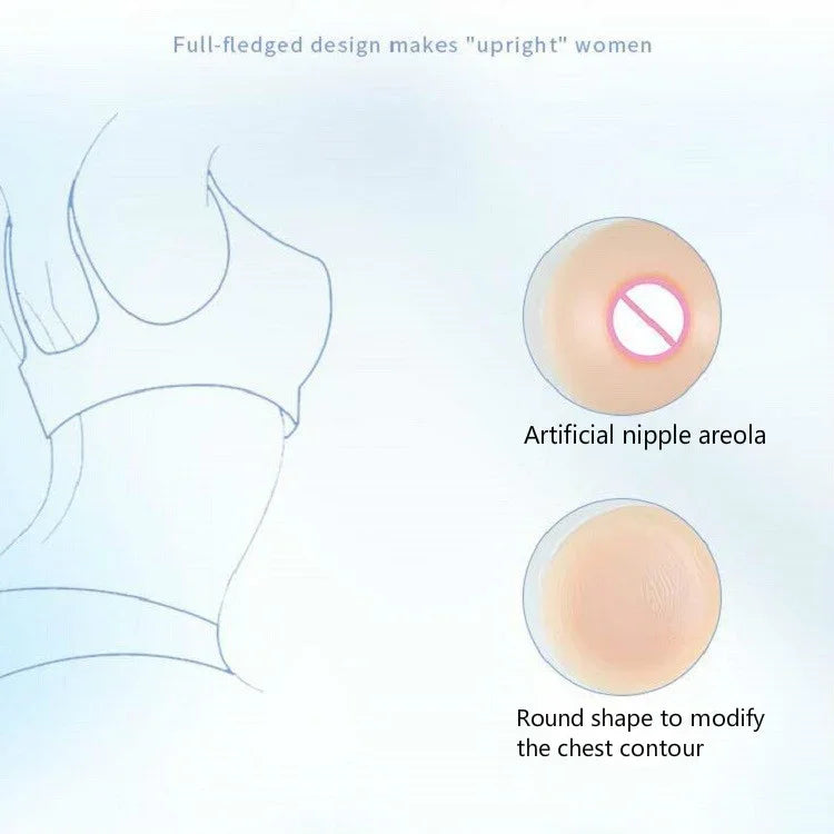 Round Men Pseudo-girl Silicone Fake Breasts Cross-dressing Breast Implants, 500g, 600g, 800g, 1000g