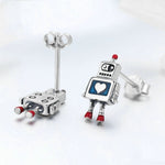 Robot S925 Sterling Silver Earrings Dripping Oil Hypoallergenic Earrings, SCE477