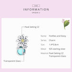 S925 純銀雛菊與螢火蟲水晶玻璃散珠 DIY 串珠手鍊