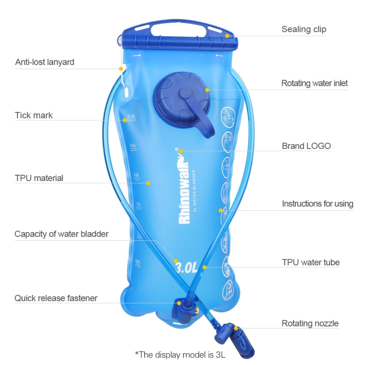 Rhinowalk 自行車水袋 2L/3L 全開口 戶外飲水袋 飲水裝備，RK18101 藍色 2L，RK18101 紅色 2L，RK18103 藍色 3L