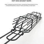 2 PCS Hot Dog Barbecue Cage Sausage Barbecue Clip Barbecue Clip Mesh Wooden Handle Barbecue Mesh Rack, Wood color, Red