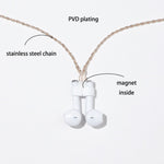 AIRPODS 無線耳機防丟鏈 強磁套 鈦鋼不鏽鋼色澤持久防丟項鍊，金色、玫瑰金、黑金、鋼色