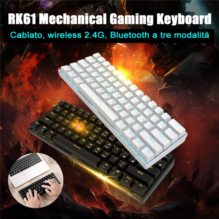 RK61 61鍵藍牙/無線雙模平板手機遊戲機械鍵盤，線長1.5米，茶軸、綠軸、紅軸