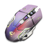 FREEDOM-WOLF X8 2400 DPI 6鍵2.4G無線充電靜音發光遊戲機械滑鼠，X8黑色、X8金屬灰、X8星空黑