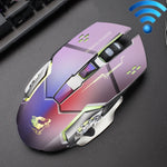 FREEDOM-WOLF X8 2400 DPI 6鍵2.4G無線充電靜音發光遊戲機械滑鼠，X8黑色、X8金屬灰、X8星空黑