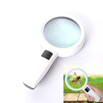 手持高清鏡頭附 LED 燈 老人閱讀與維修放大鏡，95mm 10 倍，110mm 30 倍雙鏡片