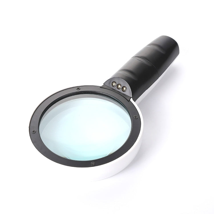 手持高清鏡頭附 LED 燈 老人閱讀與維修放大鏡，95mm 10 倍，110mm 30 倍雙鏡片