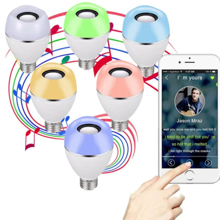 E27 LED 音樂燈泡智能彩色遙控喚醒燈，APP 多連結音樂燈，APP+遙控器