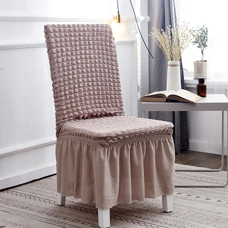 Bubble Skirt Chair Cover Household Elastic Universal One-piece  Seat Stool Cover Fabric Grid Chair Cover, Universal Size