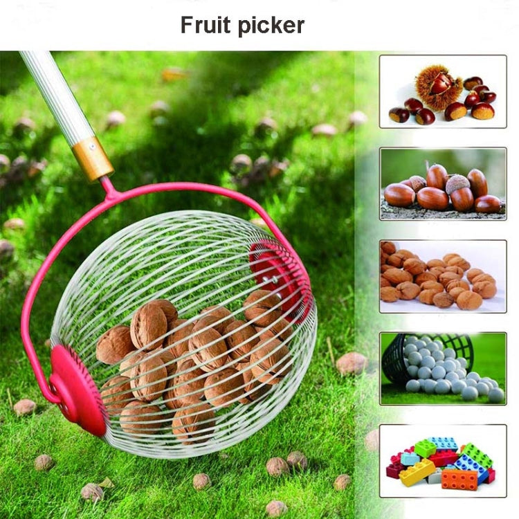 園藝工具堅果收集器水果採摘器核桃採摘器栗子採摘器，伸縮桿+小滾輪，伸縮桿+大滾輪