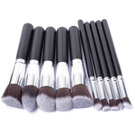 10件套銀色/金色化妝刷組 pincel maquiagem 化妝品 maquillaje 化妝工具 粉底眼影化妝套裝，10銀黑、10鉑金、10金黑、10白銀、10粉金、10粉銀