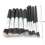 10件套銀色/金色化妝刷組 pincel maquiagem 化妝品 maquillaje 化妝工具 粉底眼影化妝套裝，10銀黑、10鉑金、10金黑、10白銀、10粉金、10粉銀