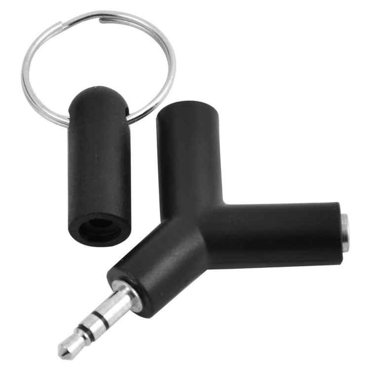 迷你 Y 型 3.5mm 公頭轉雙 3.5mm 母頭插孔音頻耳機轉接器鑰匙圈