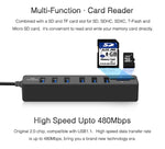 多功能 USB 2.0 集線器 USB 分接器高速 6 埠含 TF SD 卡讀卡器