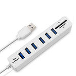多功能 USB 2.0 集線器 USB 分接器高速 6 埠含 TF SD 卡讀卡器