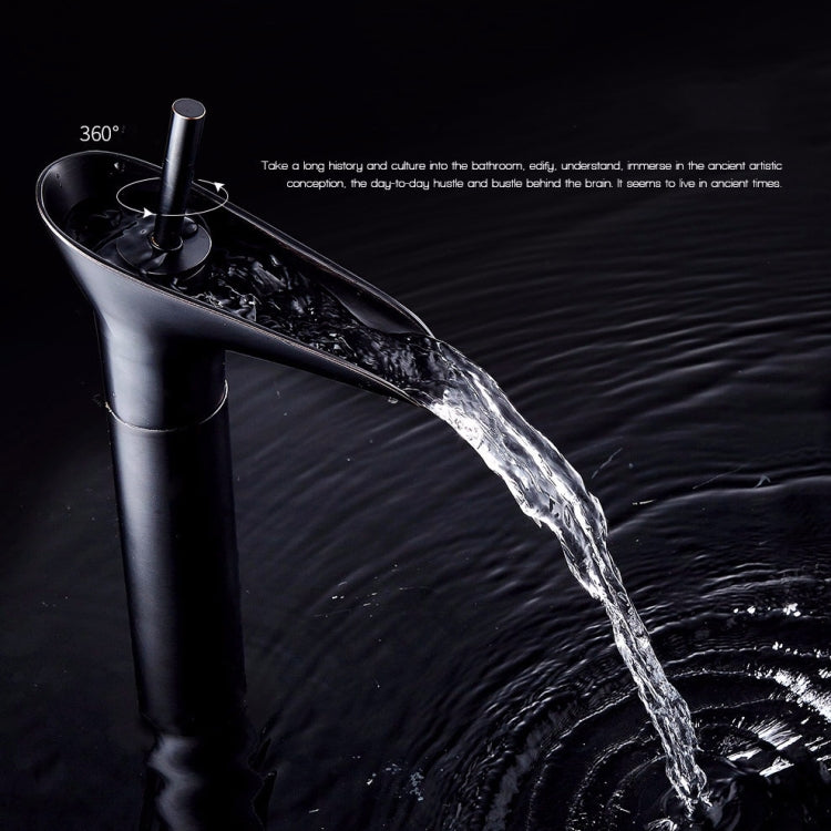 浴室水龍頭洗臉盆瀑布式冷熱水龍頭, 84535-1, 84535 高型, 99529 黑色